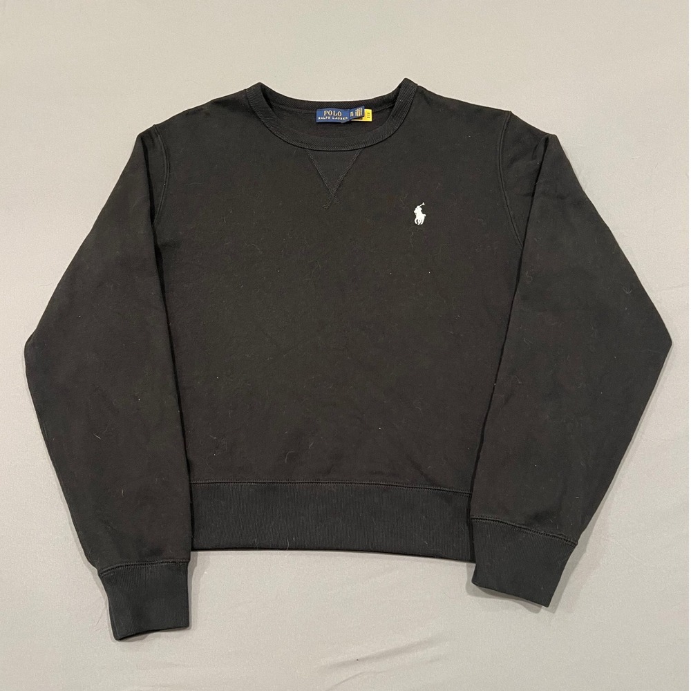 Polo Ralph Lauren Black Crewneck Sweatshirt White Pony Logo XL Pullover